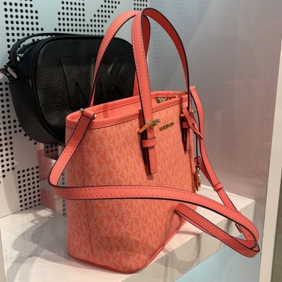 Michael Kors Jet Set Travel XS Carryall Tote Top Zip Tote Grapefruit - Picture 10 of 16